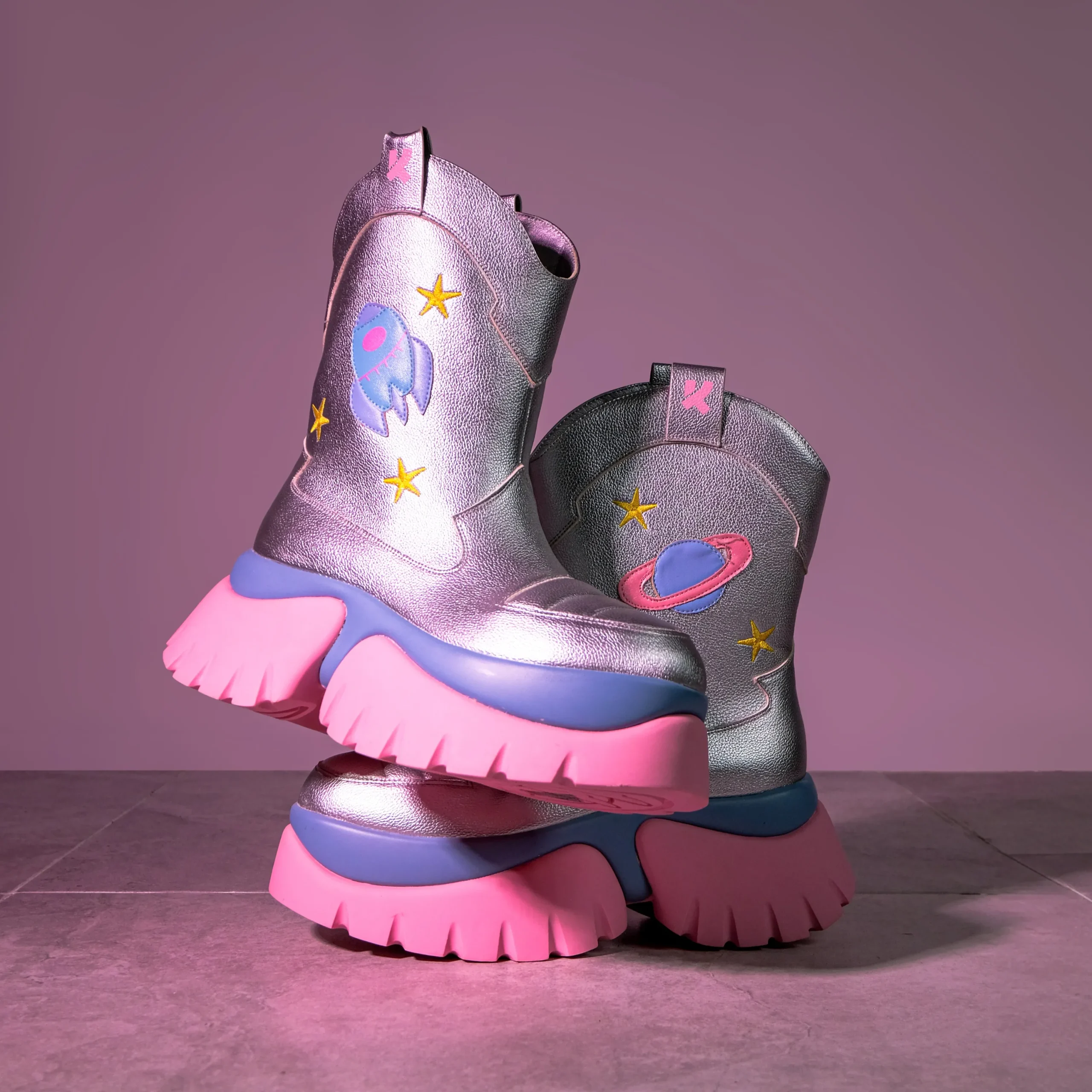KOI footwear A Fairytale Galaxy Space Boots - Silver Shop