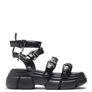 KOI footwear A Raining Vengeance Charm Platform Sandals Black Clearance