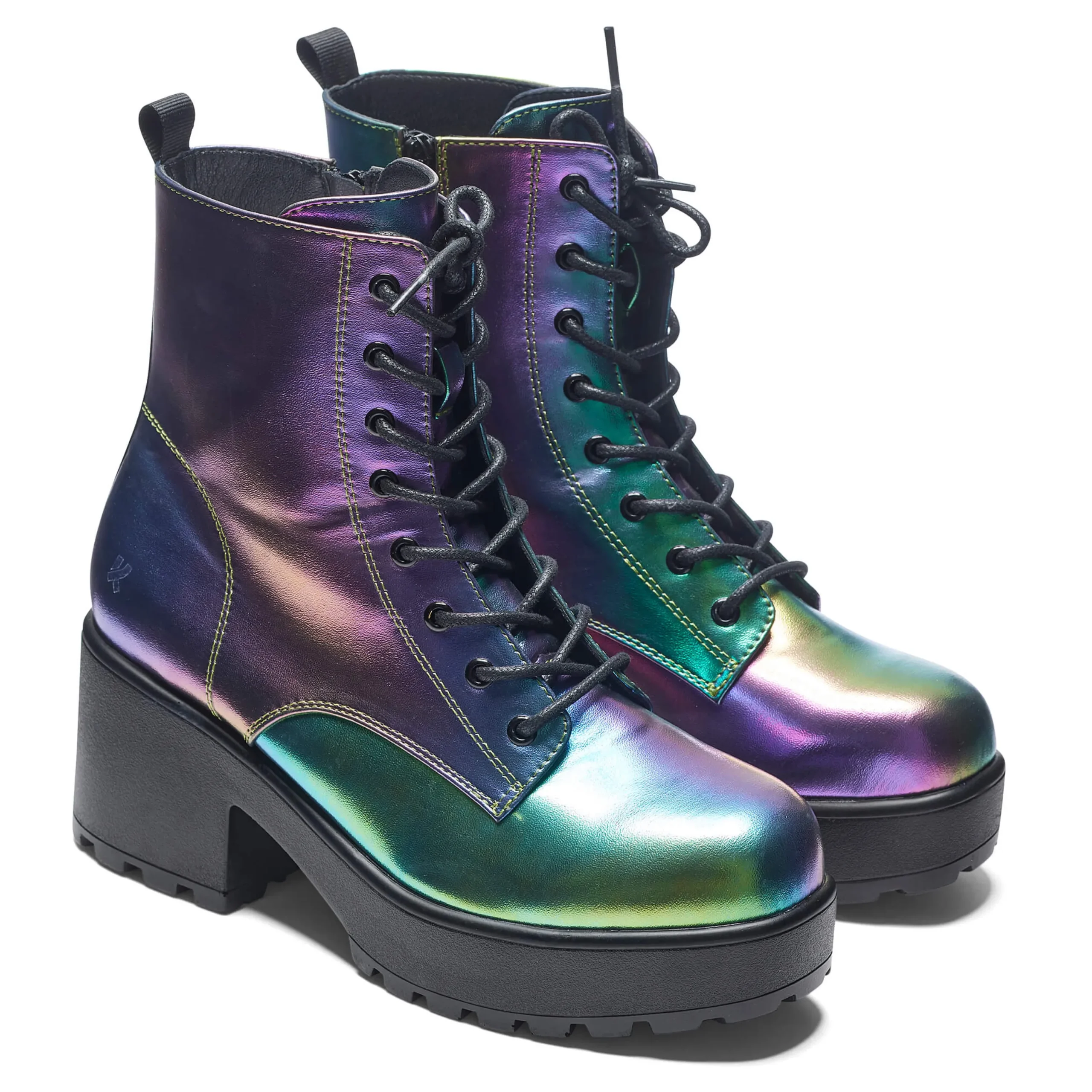 KOI footwear Bismuth Platform Military Boots - Rainbow Multi Clearance