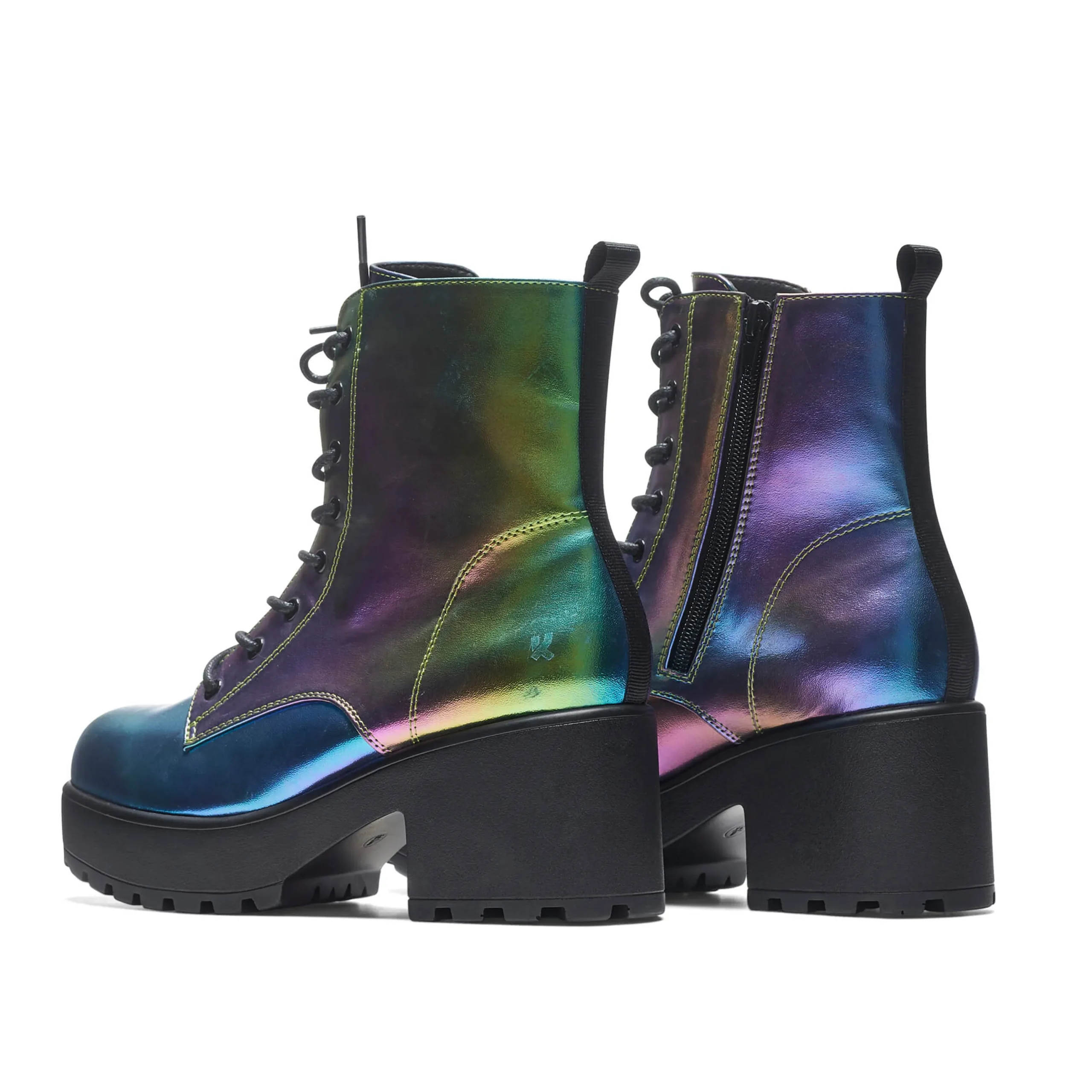 KOI footwear Bismuth Platform Military Boots - Rainbow Multi Clearance