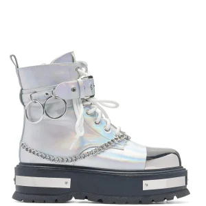 KOI footwear Borin Hardware Platform Boots - Hologram Silver Shop