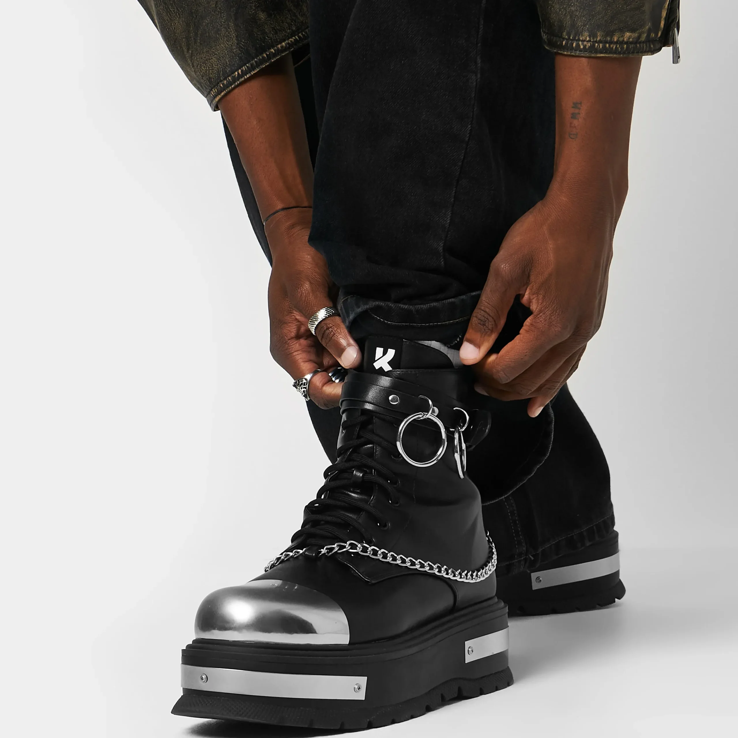 KOI footwear Borin Men's Hardware Platform Boots Black Sale