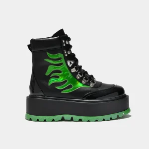 KOI footwear CHA CHA CHA Hologram Flame Boots Black Clearance