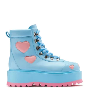 KOI footwear Chibi Cherub Kawaii Heart Boots - Blue Flash Sale