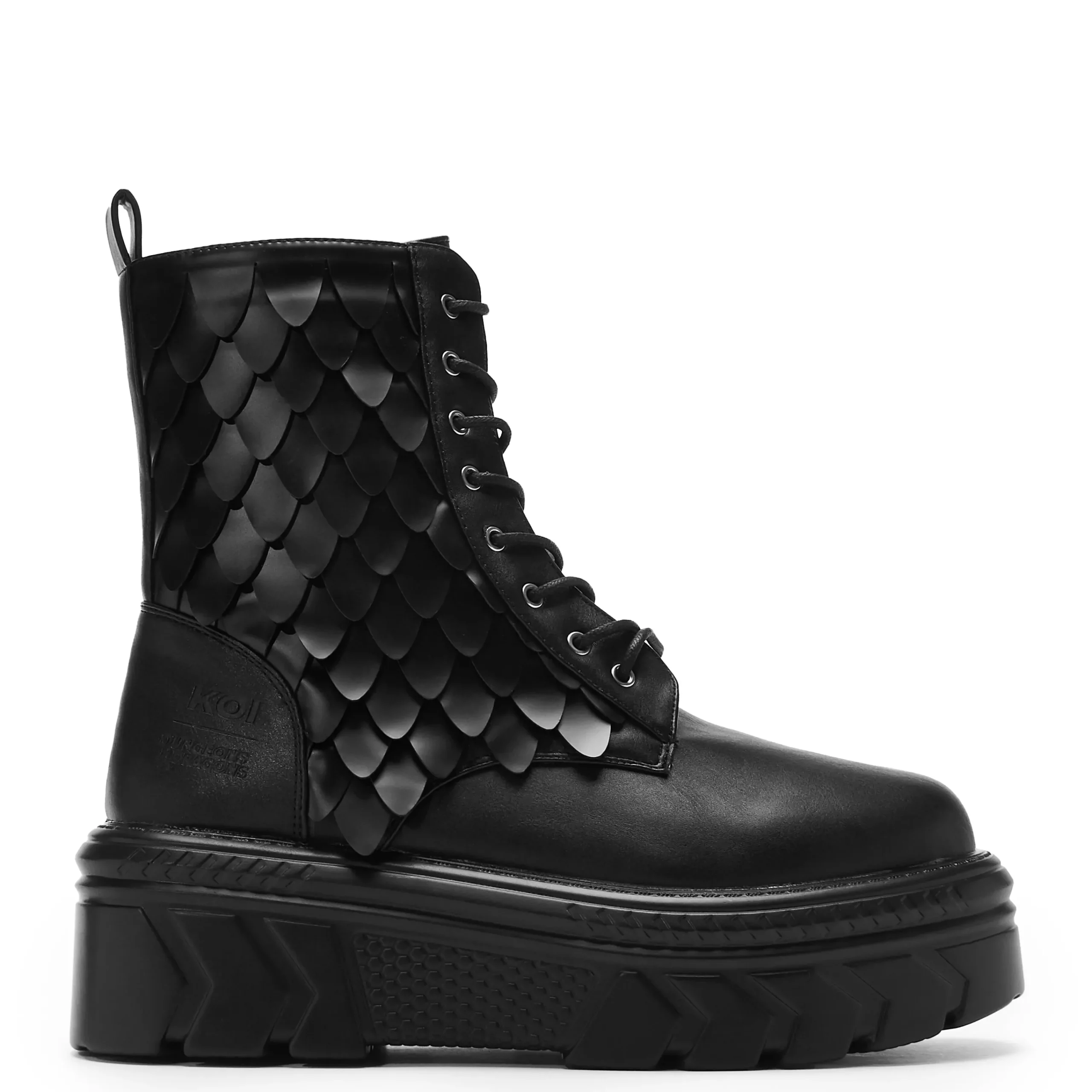 KOI footwear Draco Scale Chunky Stomper Boots - Black Cheap