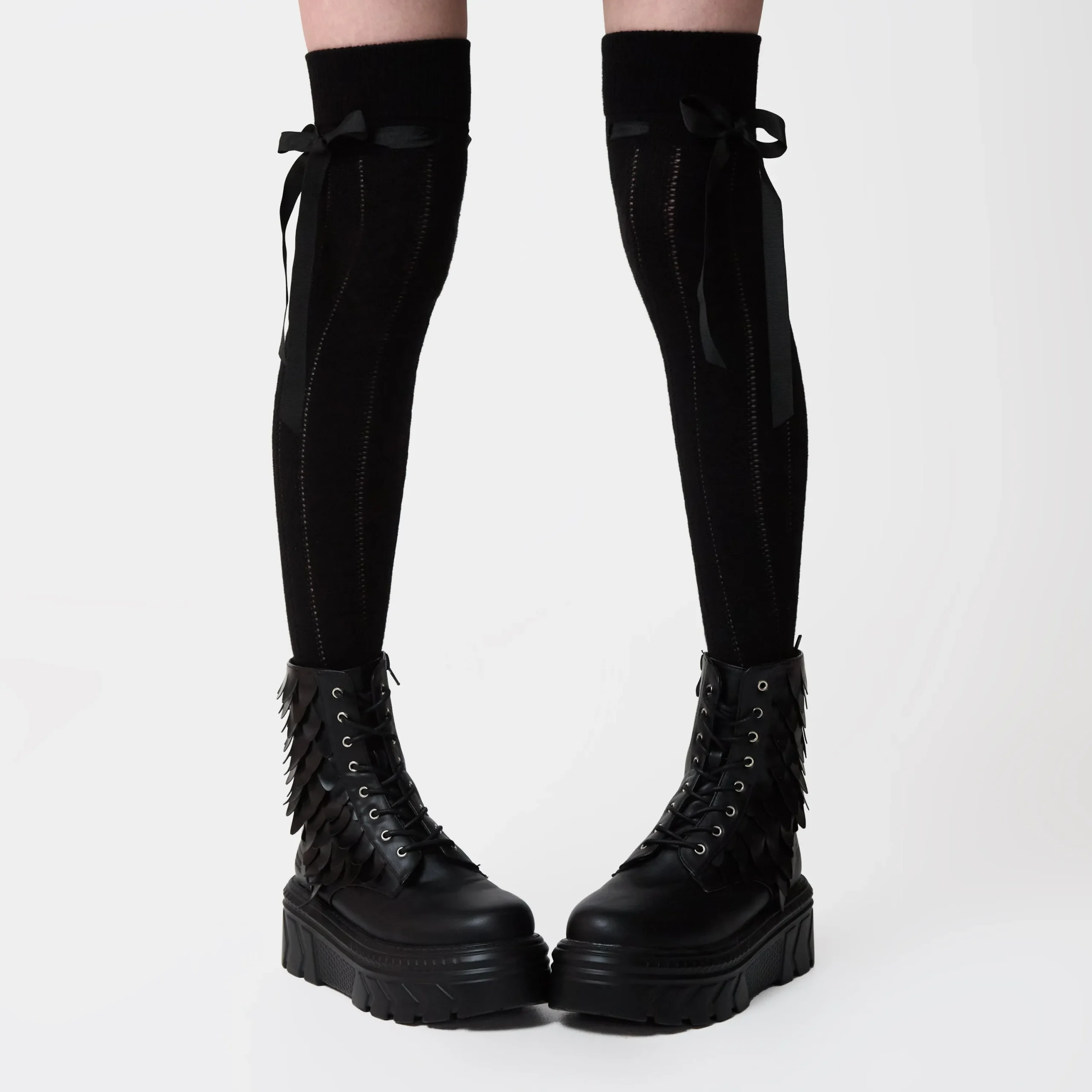 KOI footwear Draco Scale Chunky Stomper Boots - Black Cheap