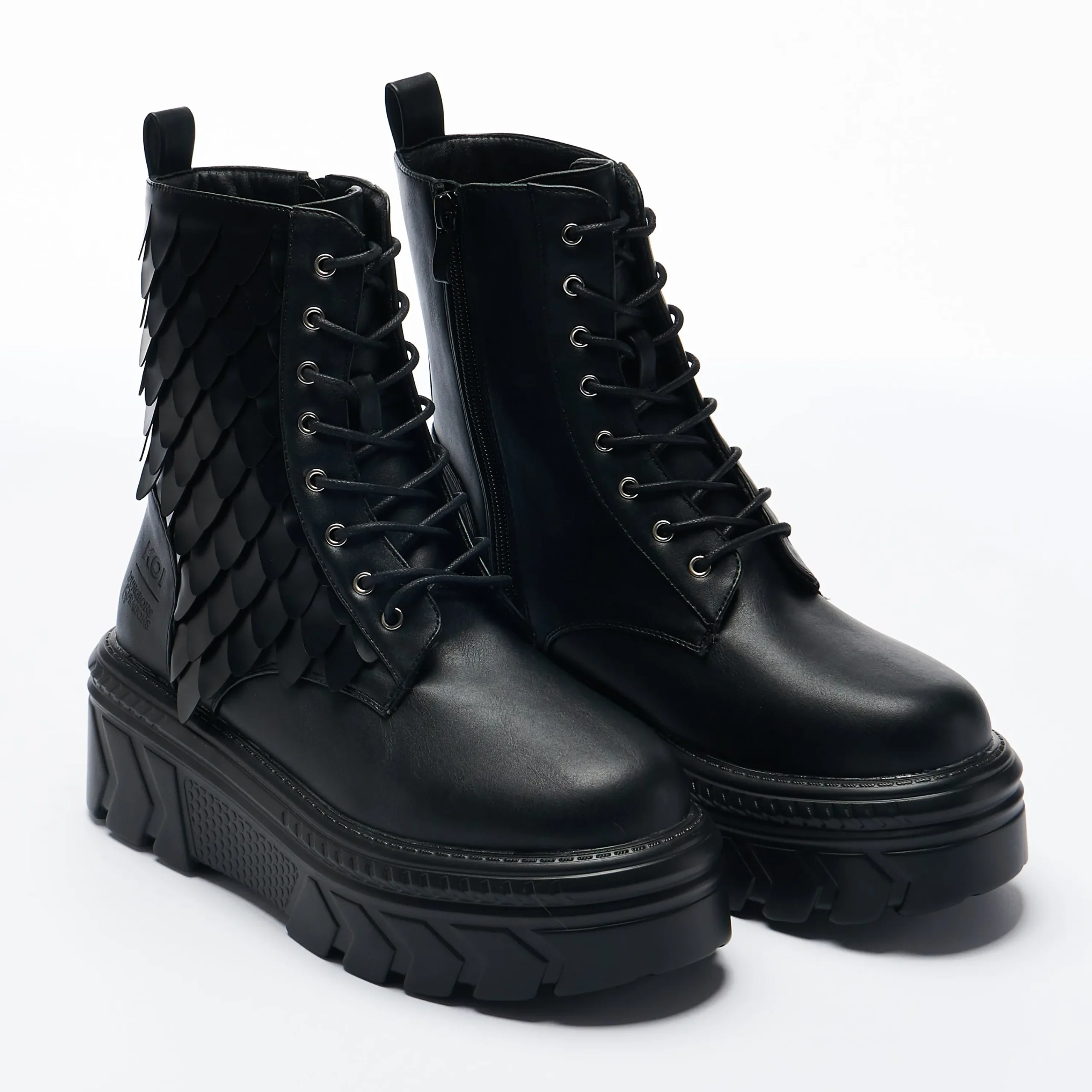 KOI footwear Draco Scale Chunky Stomper Boots - Black Cheap