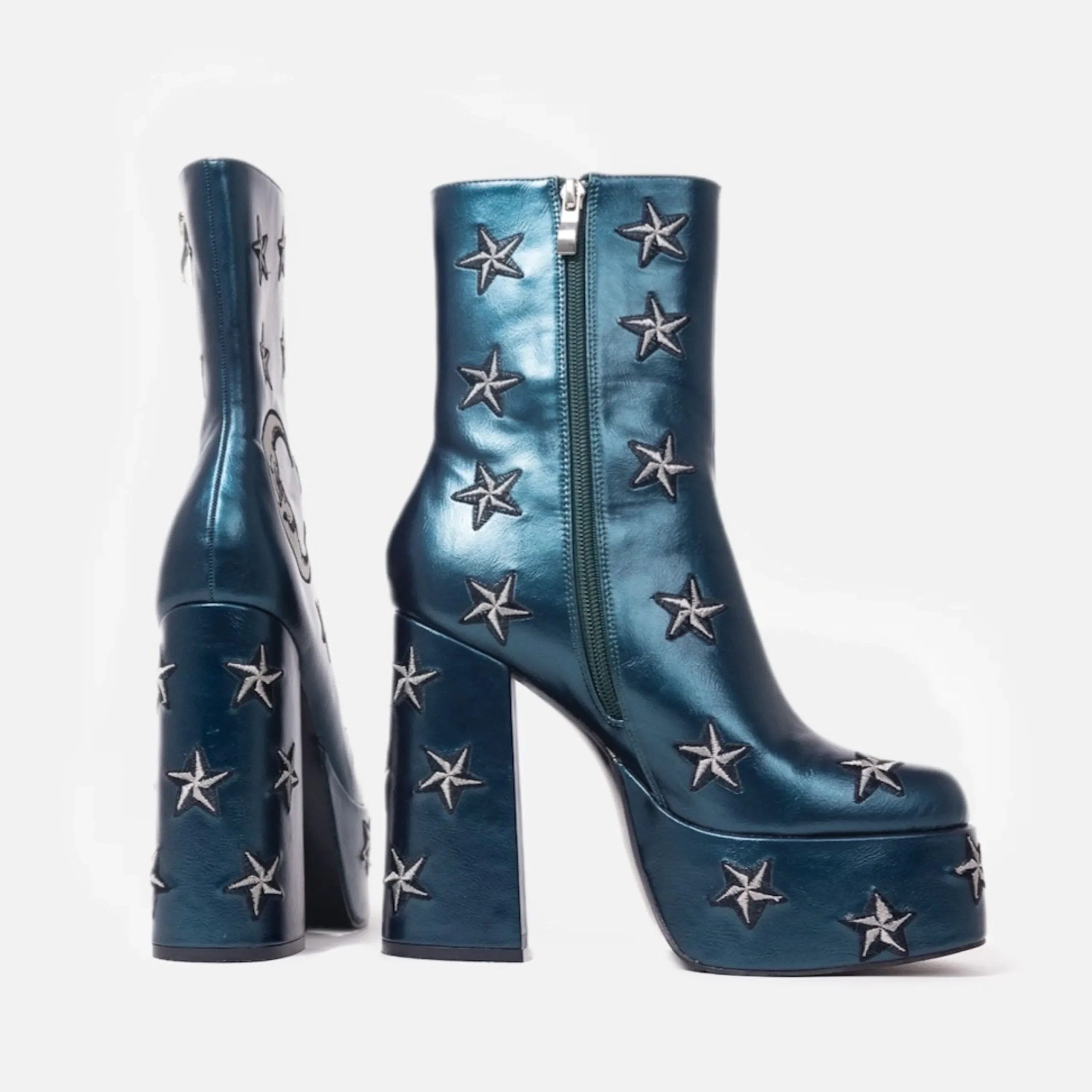 KOI footwear Dreams of Mooncraft Teal Heeled Boots Blue Flash Sale