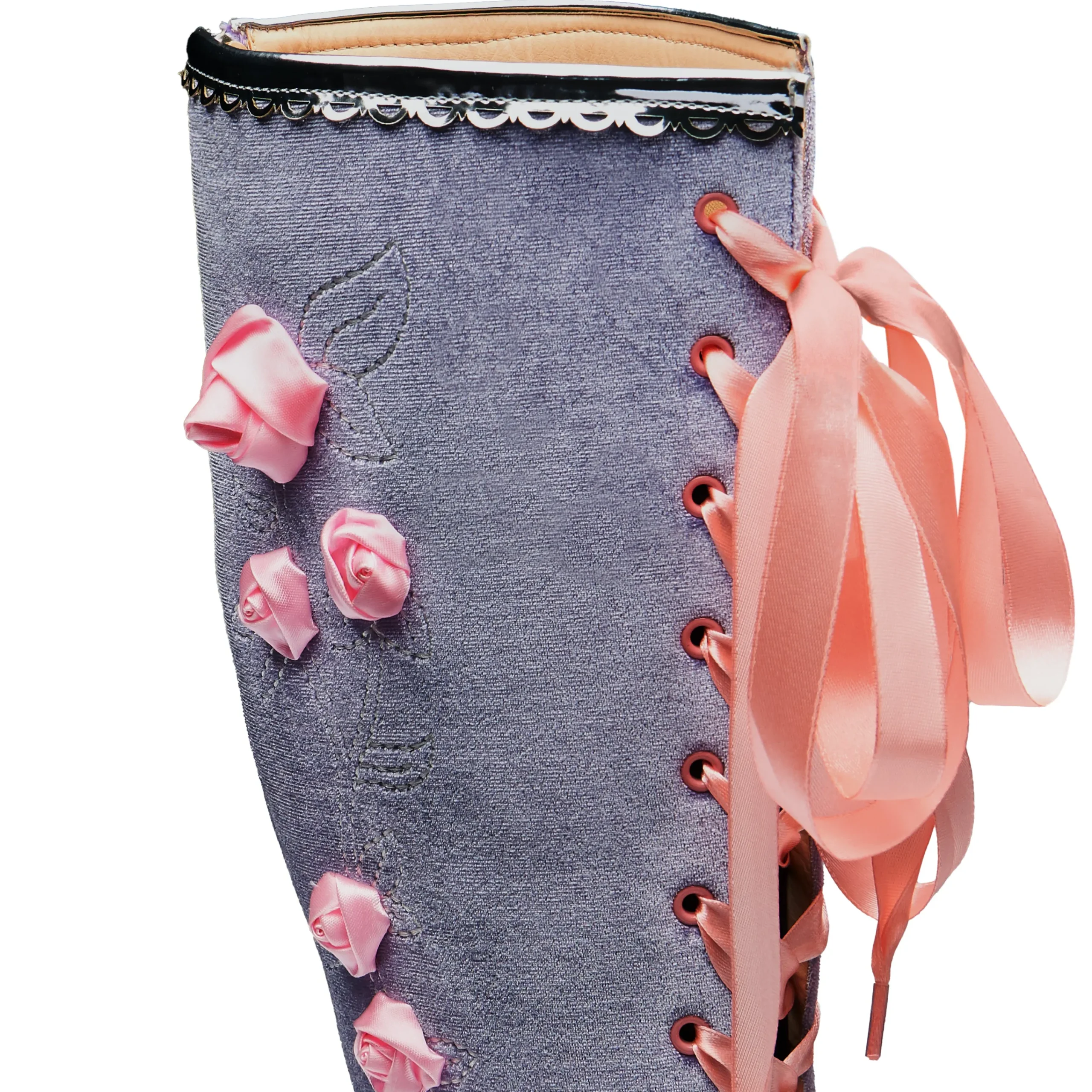 KOI footwear Guiltless Ghost Lace Up Platform Long Boots - Lilac Purple Discount