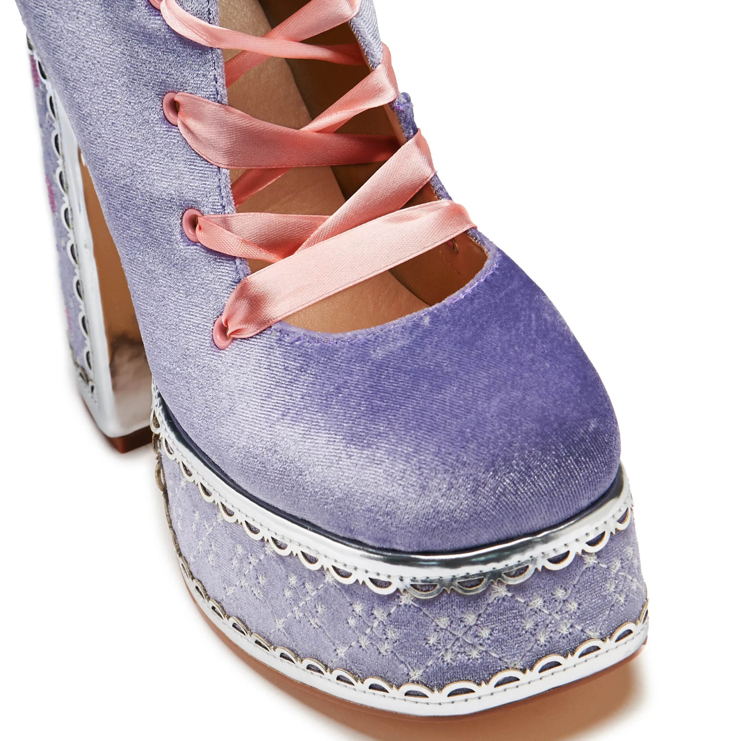KOI footwear Guiltless Ghost Lace Up Platform Long Boots - Lilac Purple Discount