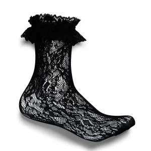 KOI footwear Heiress Lace Ruffle Socks Black New