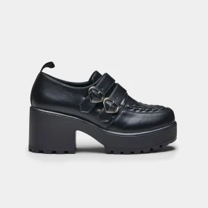 KOI footwear IAGO Metal Heart Oxford Platform Shoes Black Cheap