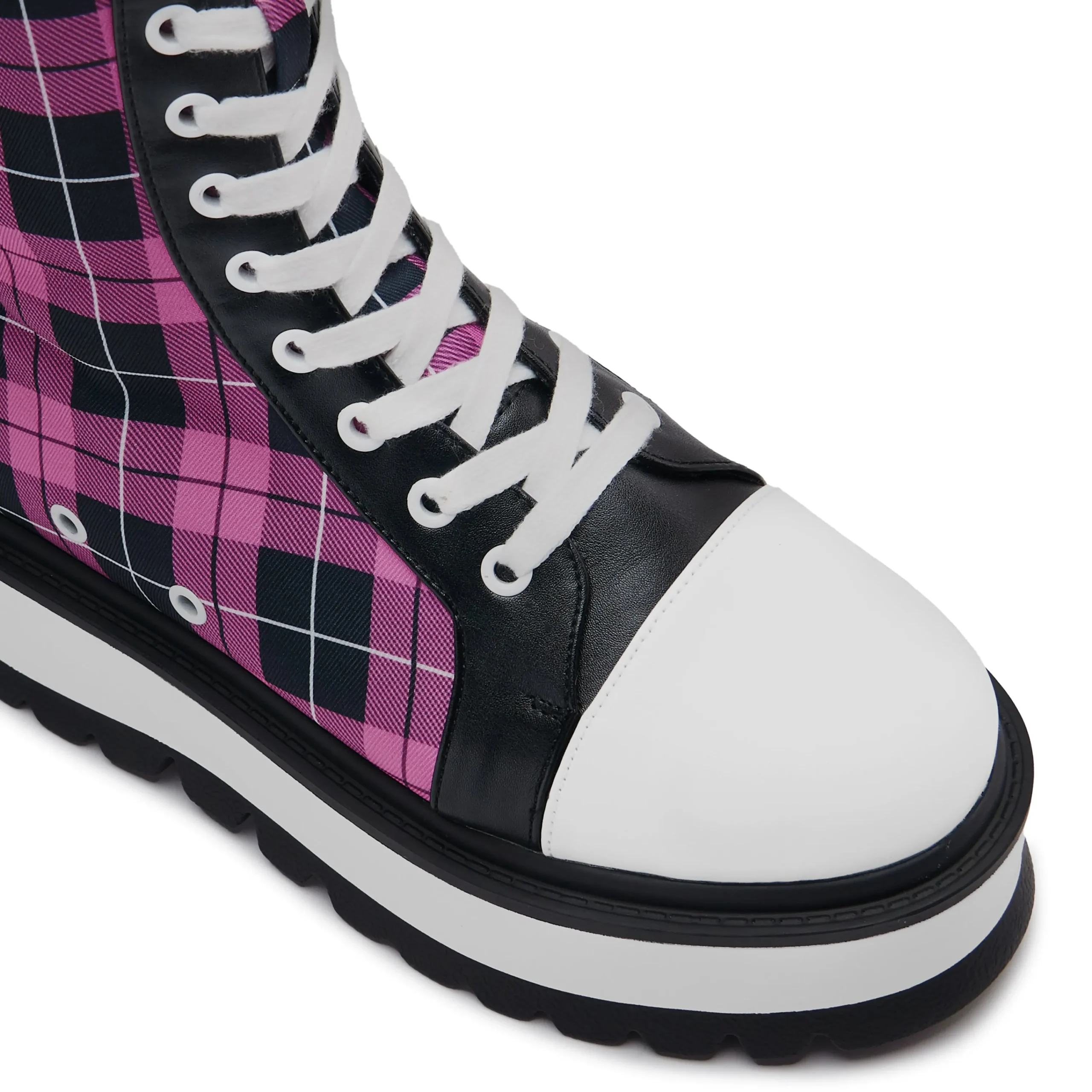KOI footwear Irrelevant Long Platform Boots - Check Pink Shop