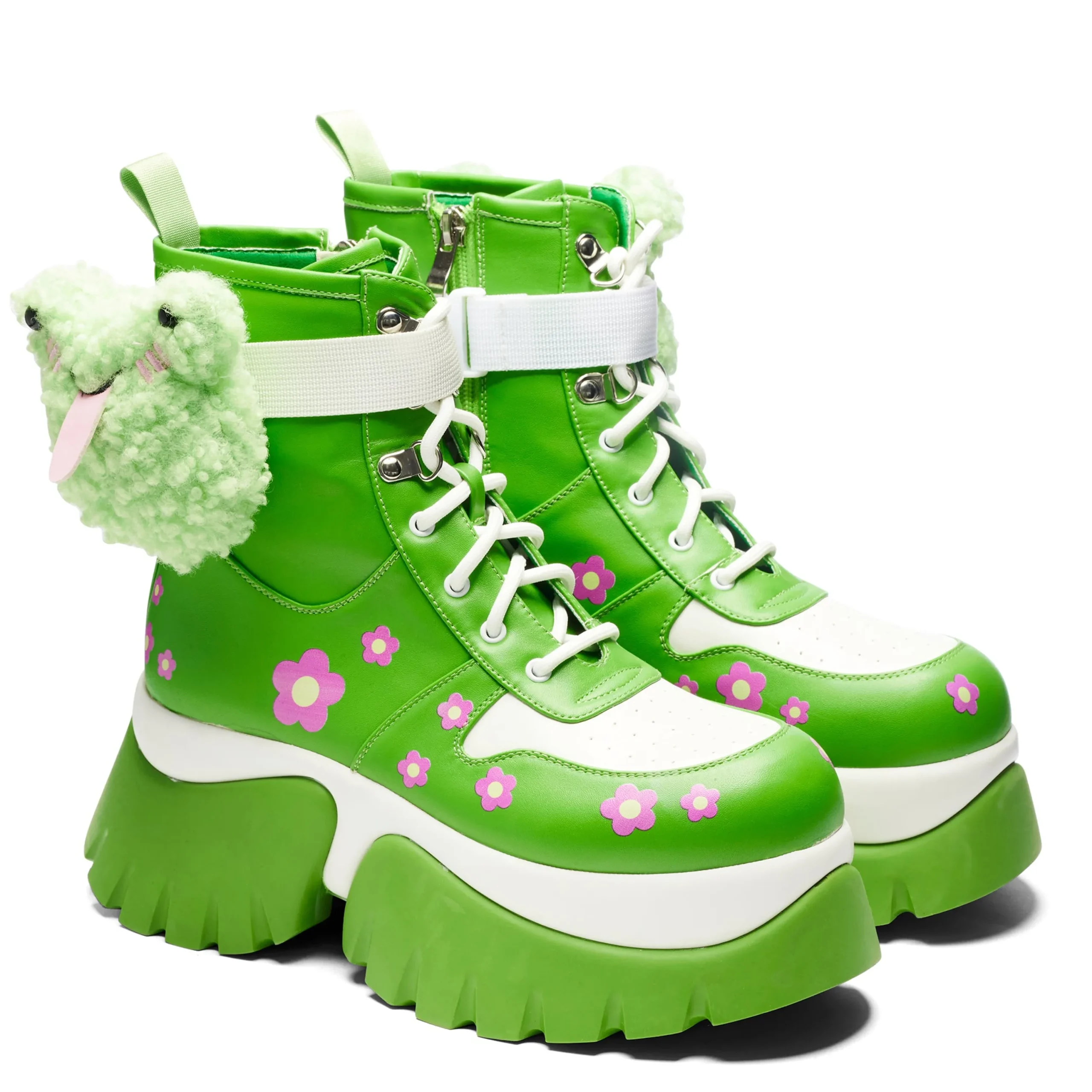 KOI footwear My Tongue Is Sticky Chunky Frog Boots - Green Store