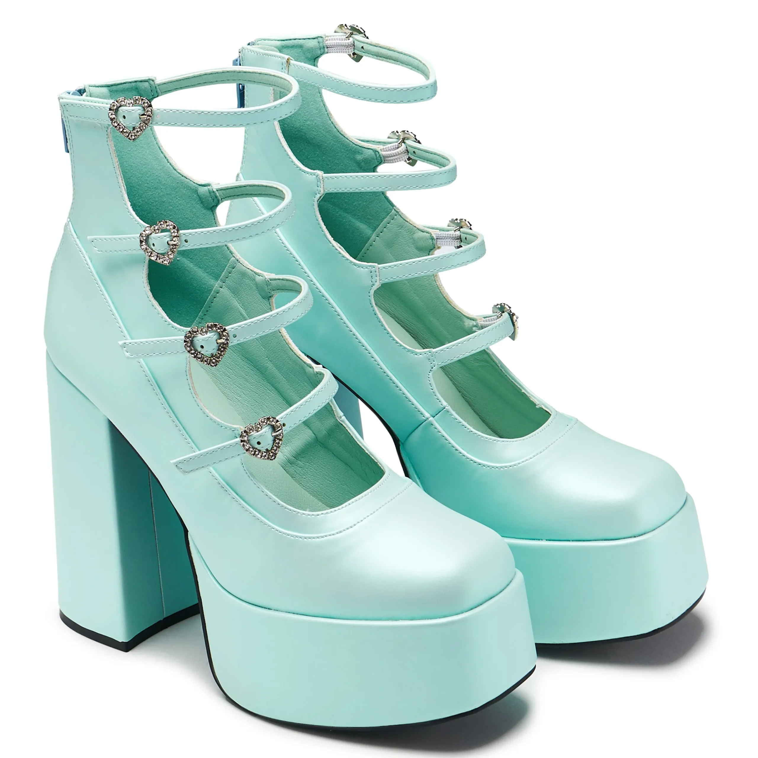 KOI footwear Pearl Dewdrop Platform Heels - Blue Fashion