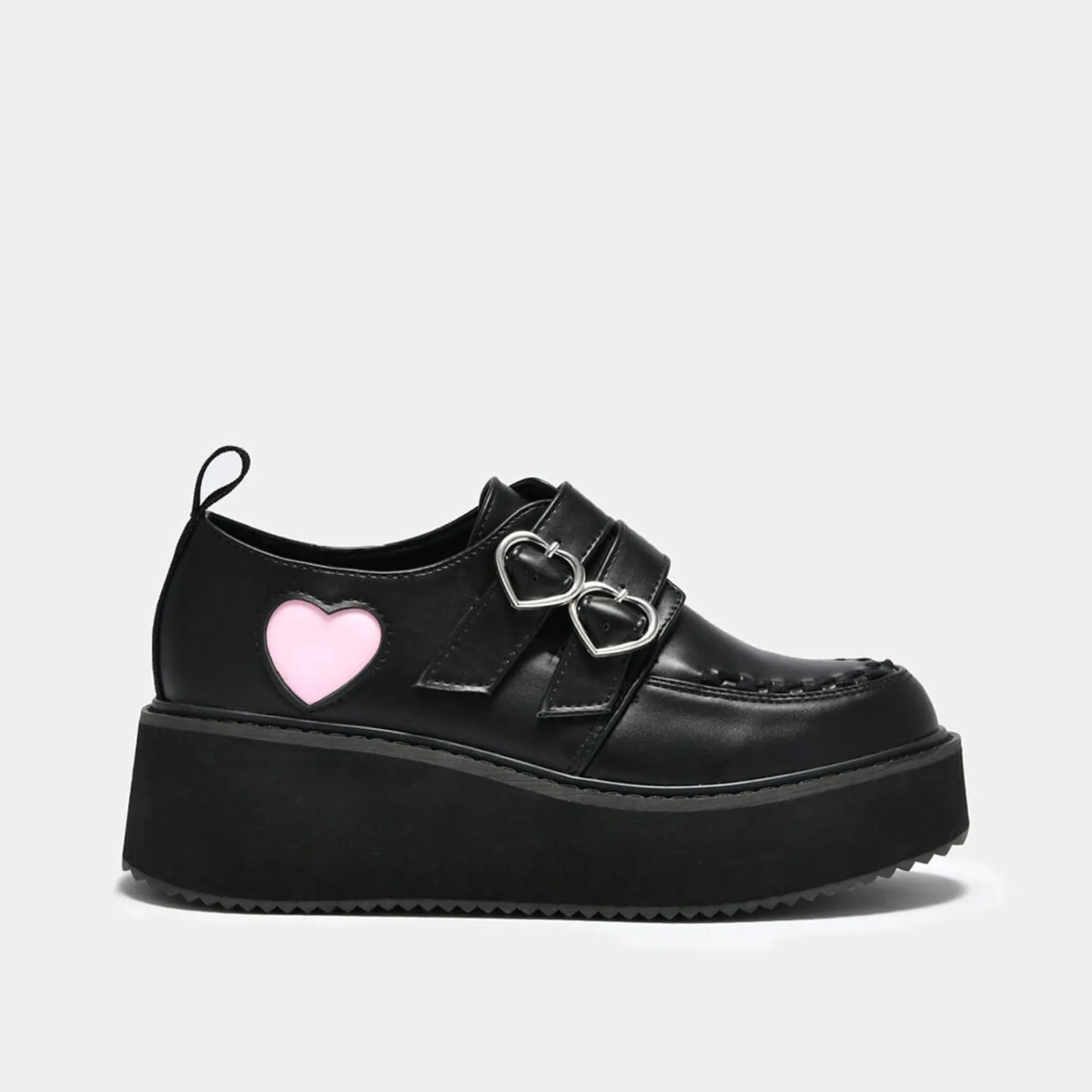 KOI footwear Pothos Pink Heart Wave Platform Shoes Black Online