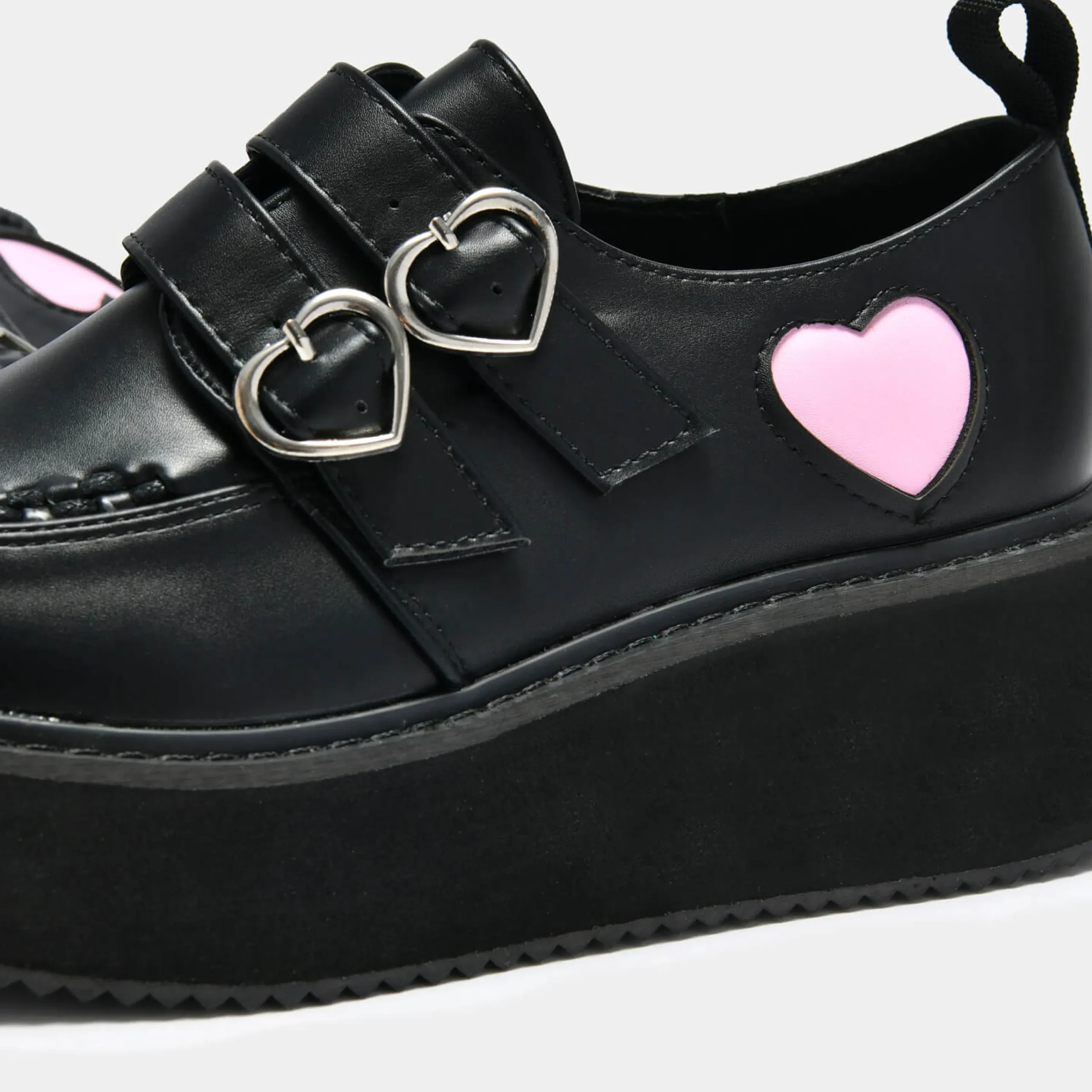 KOI footwear Pothos Pink Heart Wave Platform Shoes Black Online