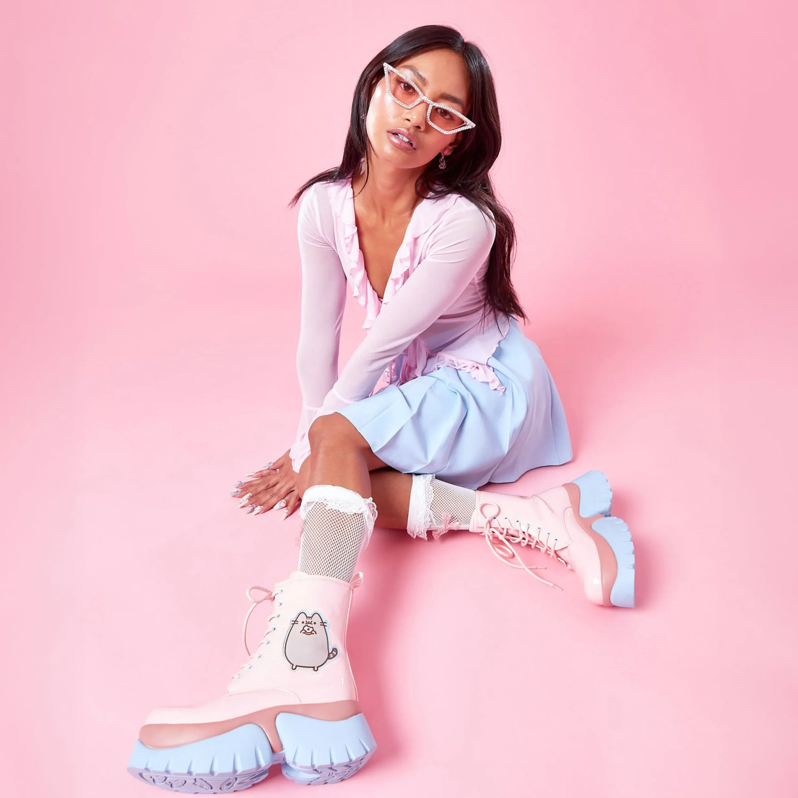 KOI footwear Pusheen Doughnuts Pastel Patent Boots Pink Clearance