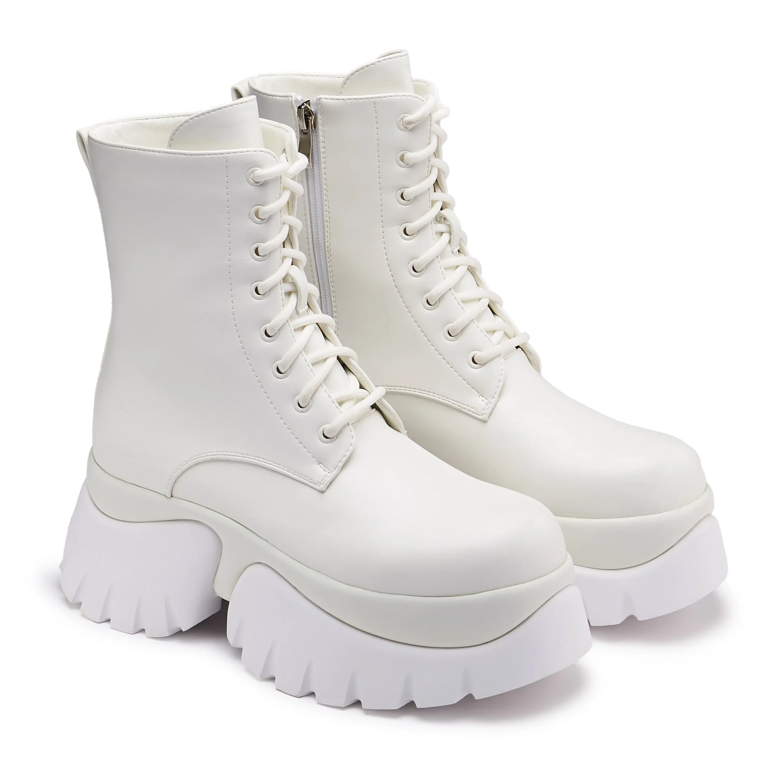 KOI footwear Rancor Lace Up Monster Platform Boots - White Shop
