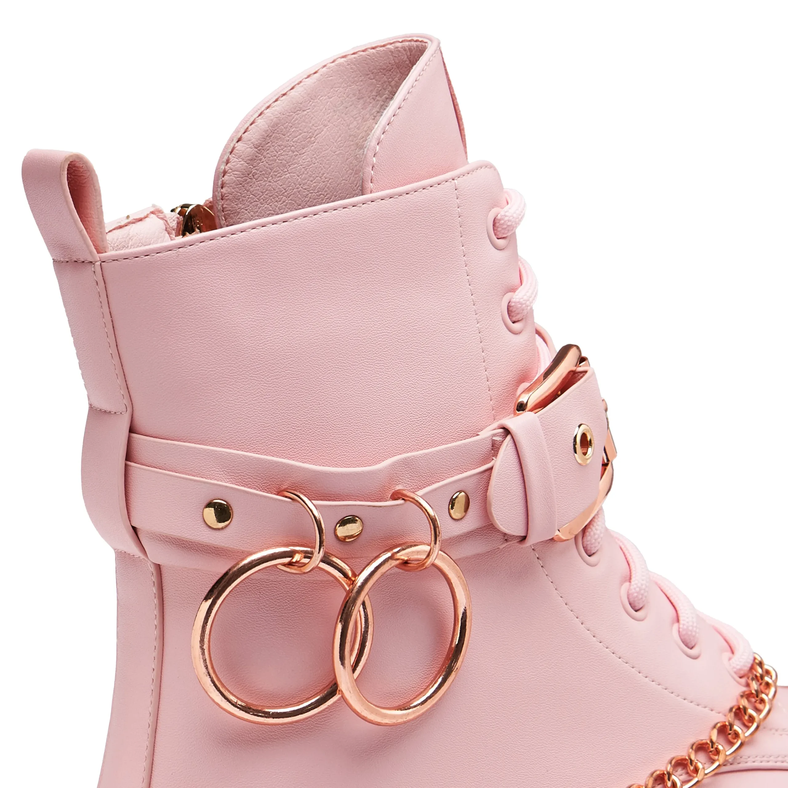 KOI footwear Rose Gold Borin Hardware Platform Boots Pink Fashion