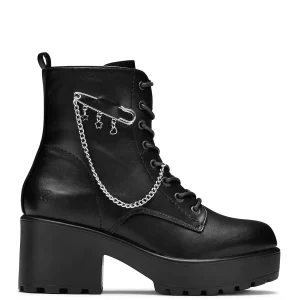 KOI footwear Salvius Safety Pin Military Lace Up Boots - Black Outlet