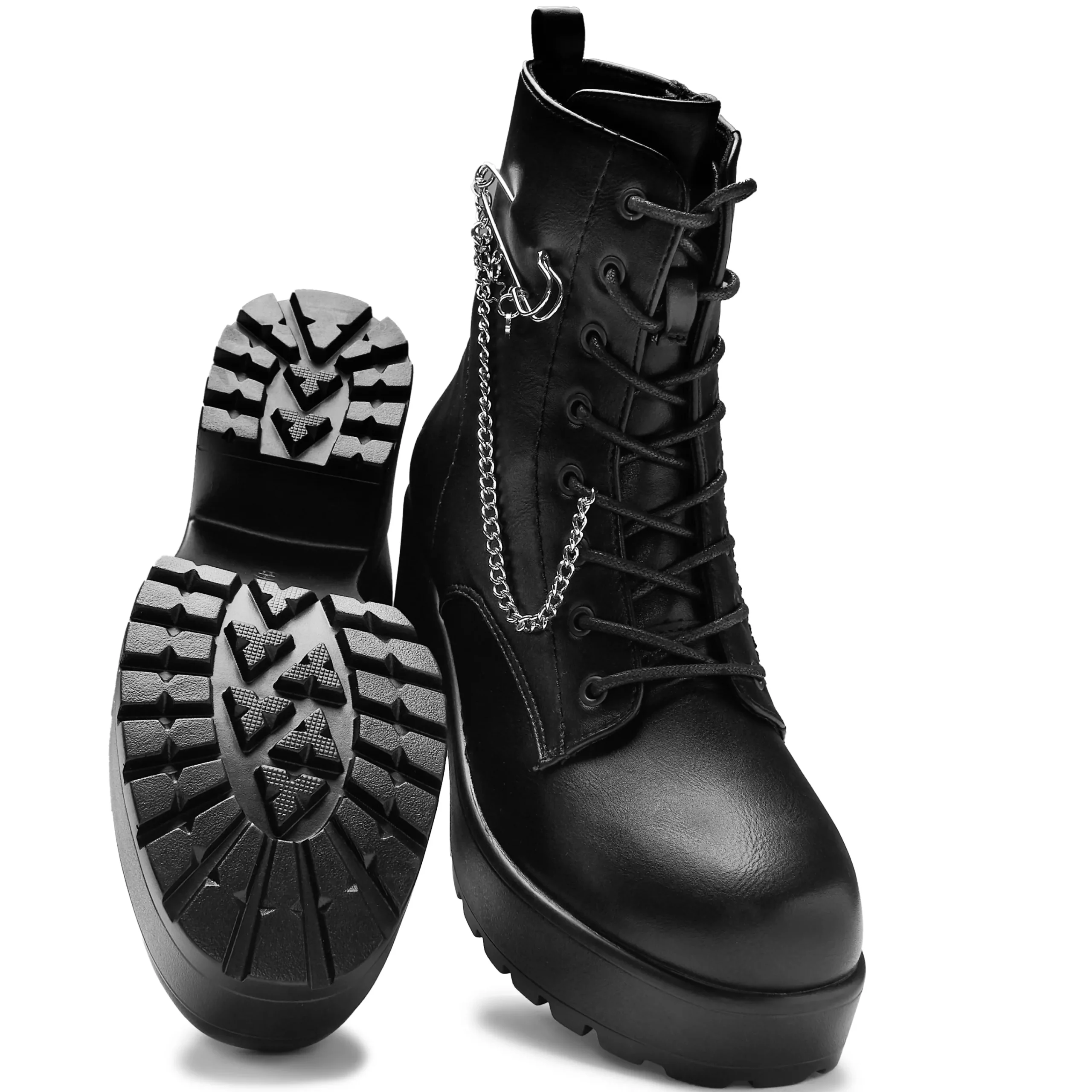 KOI footwear Salvius Safety Pin Military Lace Up Boots - Black Outlet