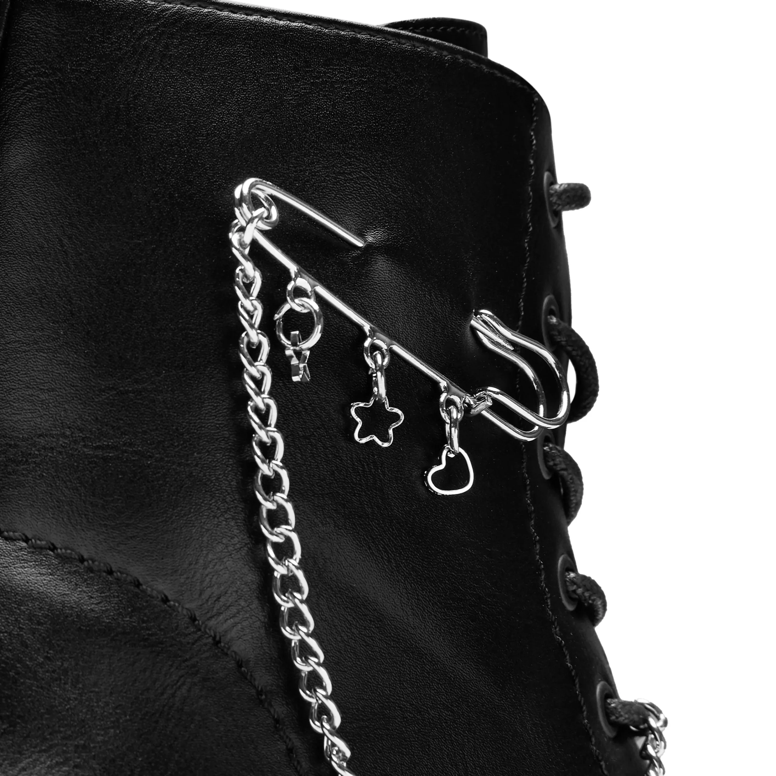 KOI footwear Salvius Safety Pin Military Lace Up Boots - Black Outlet