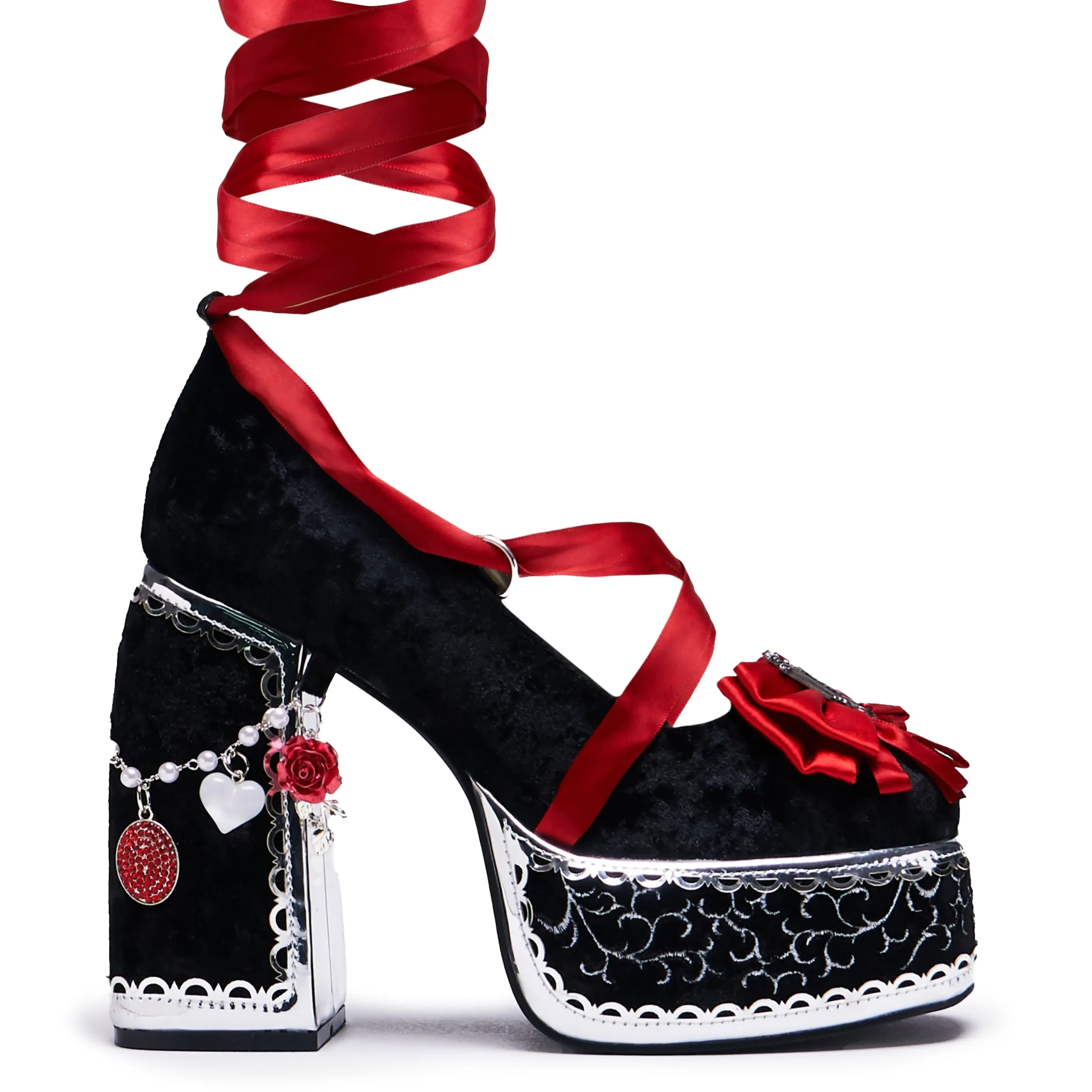 KOI footwear The Cold Ones Midnight Velvet Ornate Heels Black Best