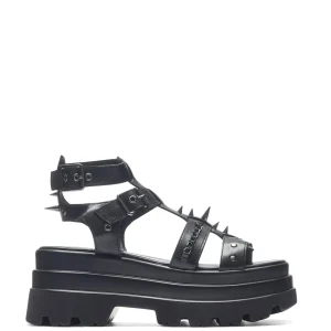 KOI footwear The Divine Destruction Spiked Chunky Sandals - Black New