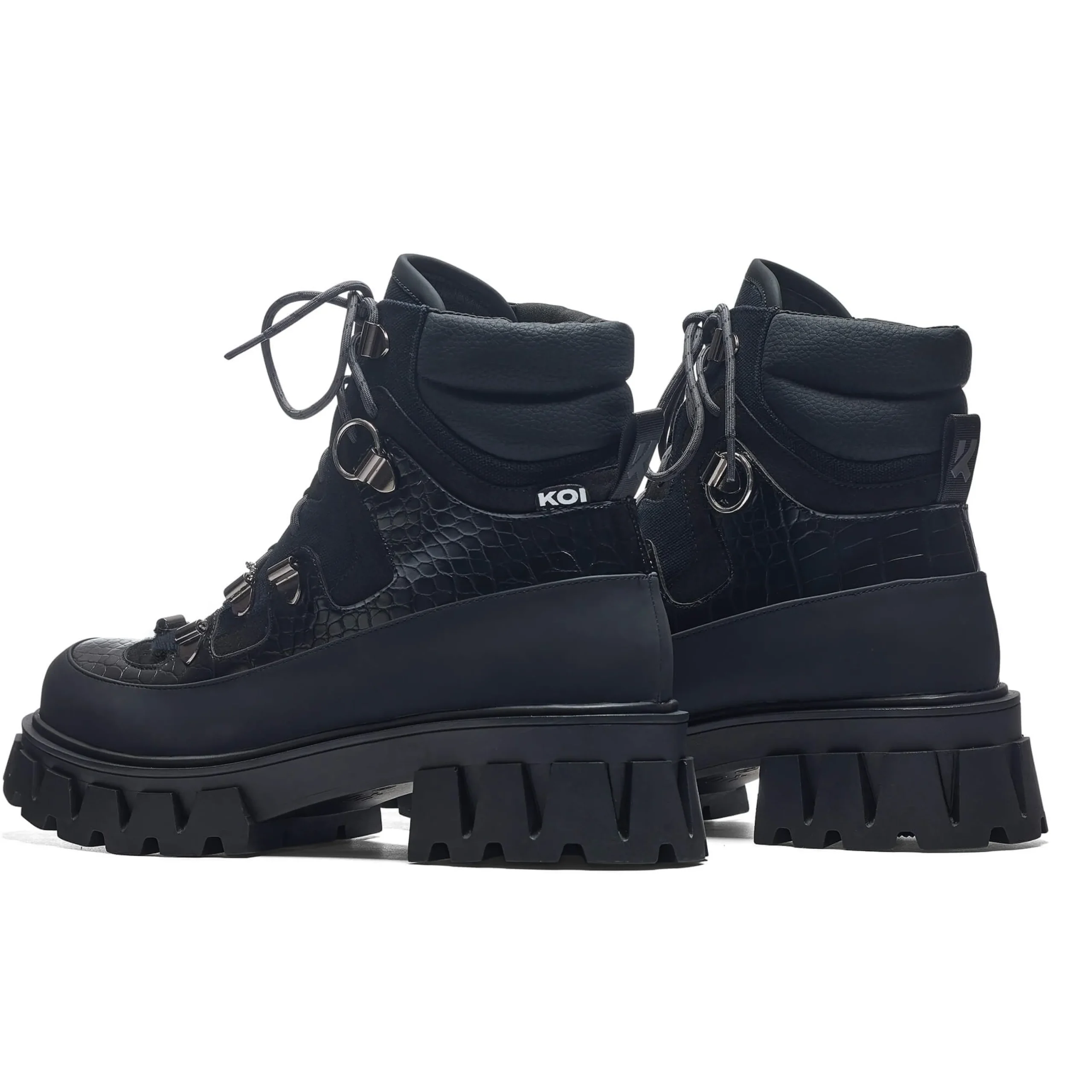KOI footwear The Koi Reaper Men's Hiking Boots - Ebony Croc Black Sale