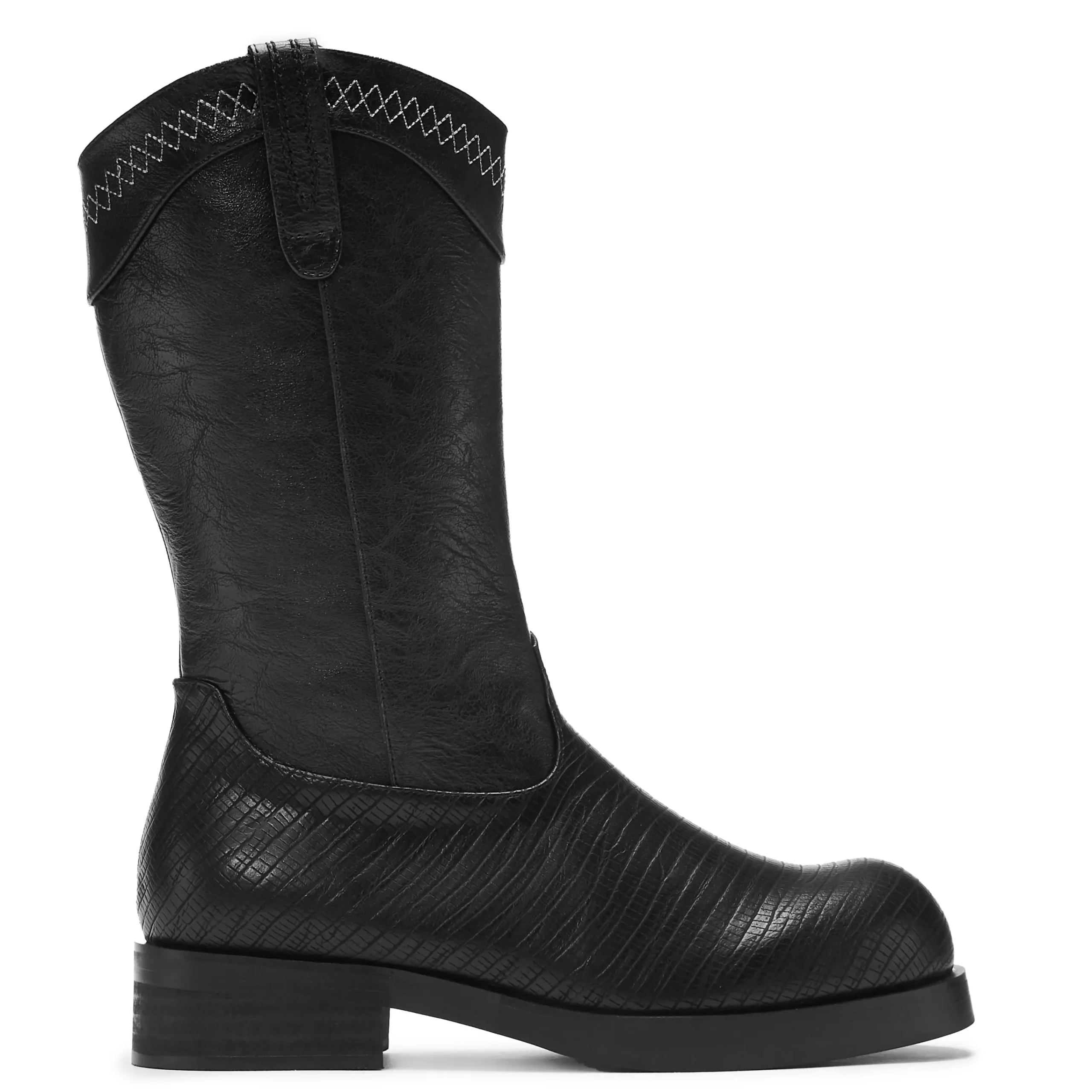 KOI footwear The Last Courtship Men's Ornate Stacked Cowboy Boots - Lizard Black Sale