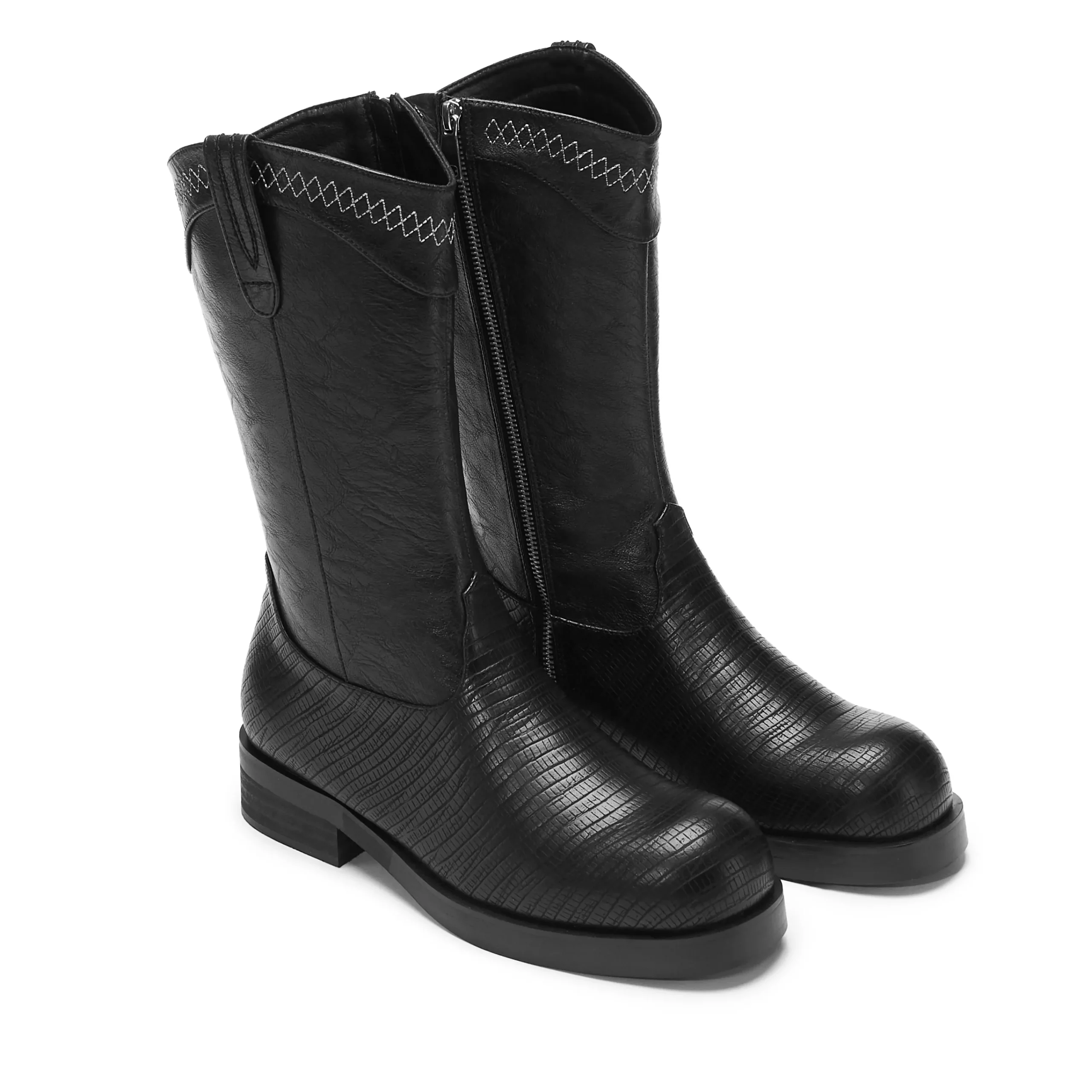 KOI footwear The Last Courtship Men's Ornate Stacked Cowboy Boots - Lizard Black Sale