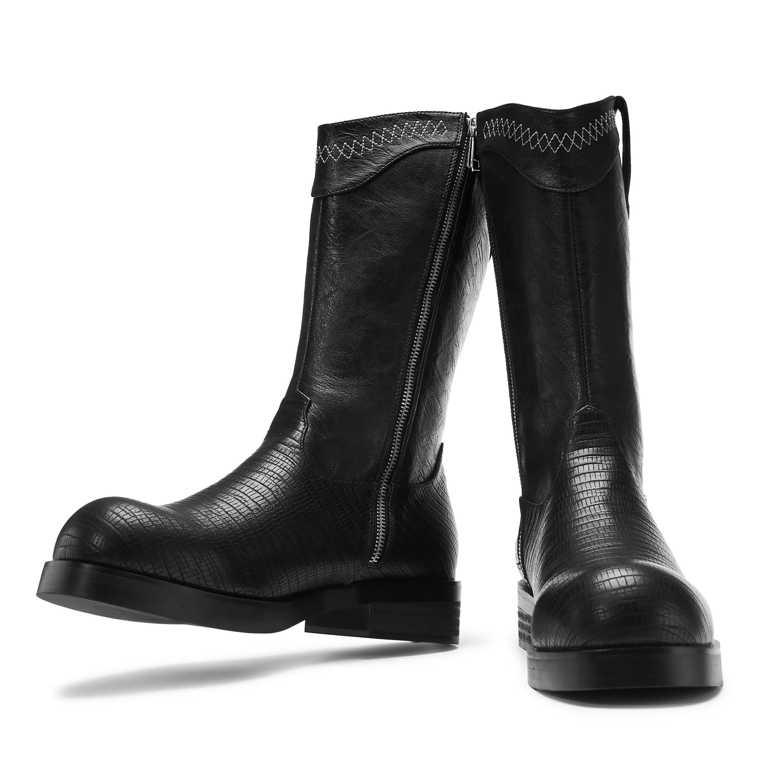 KOI footwear The Last Courtship Men's Ornate Stacked Cowboy Boots - Lizard Black Sale