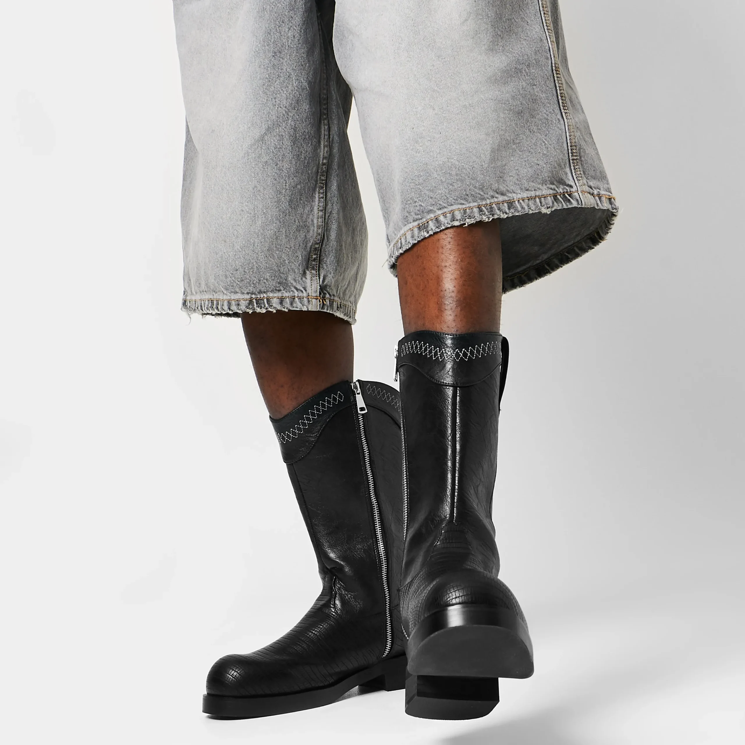 KOI footwear The Last Courtship Men's Ornate Stacked Cowboy Boots - Lizard Black Sale