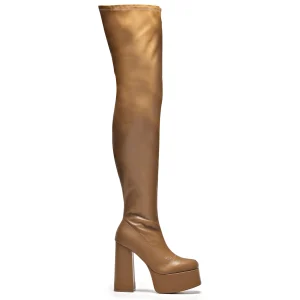 KOI footwear The Redemption Stretch Thigh High Boots - Khaki Flash Sale