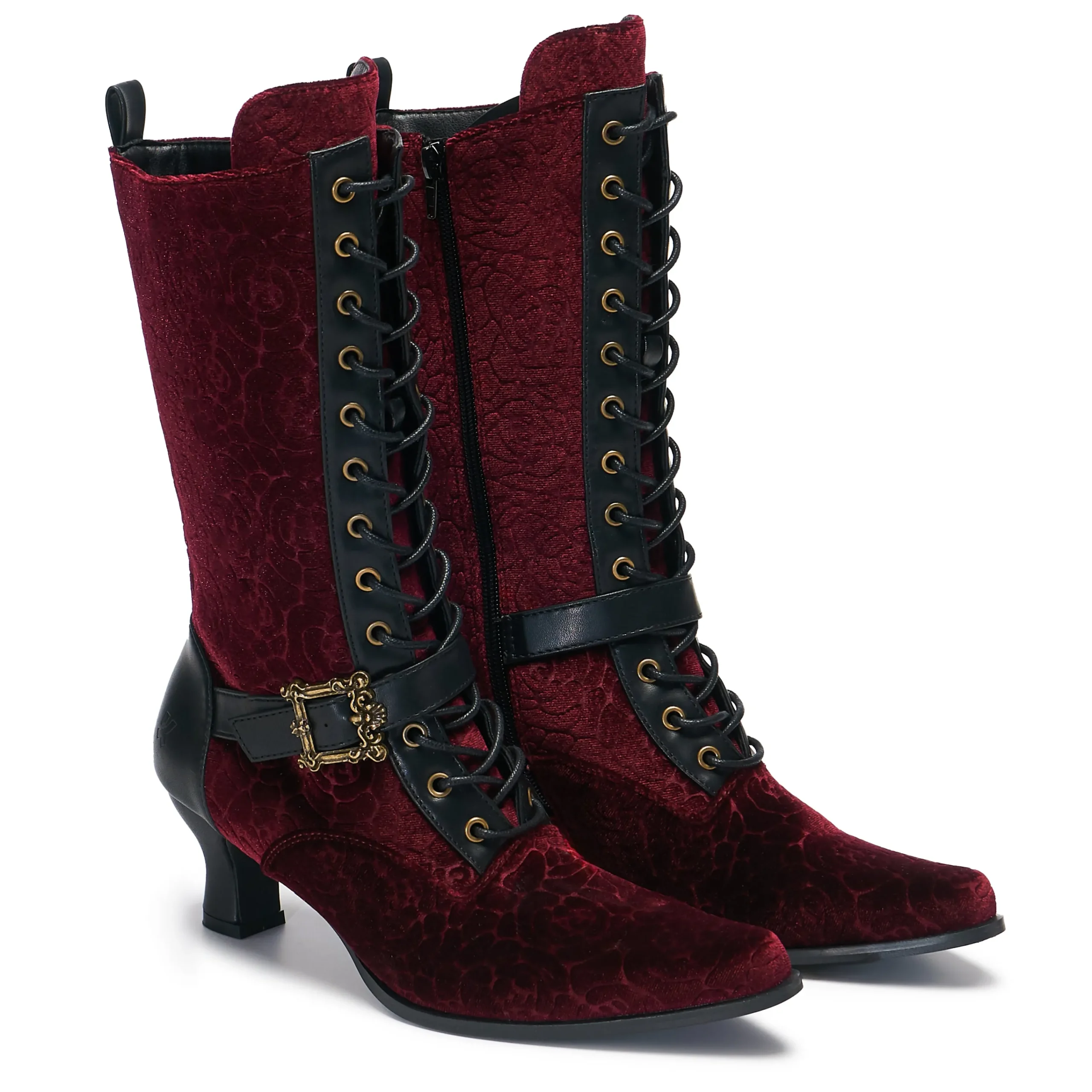 KOI footwear Timeless Truths Ornate Victorian Boots - Burgundy Discount