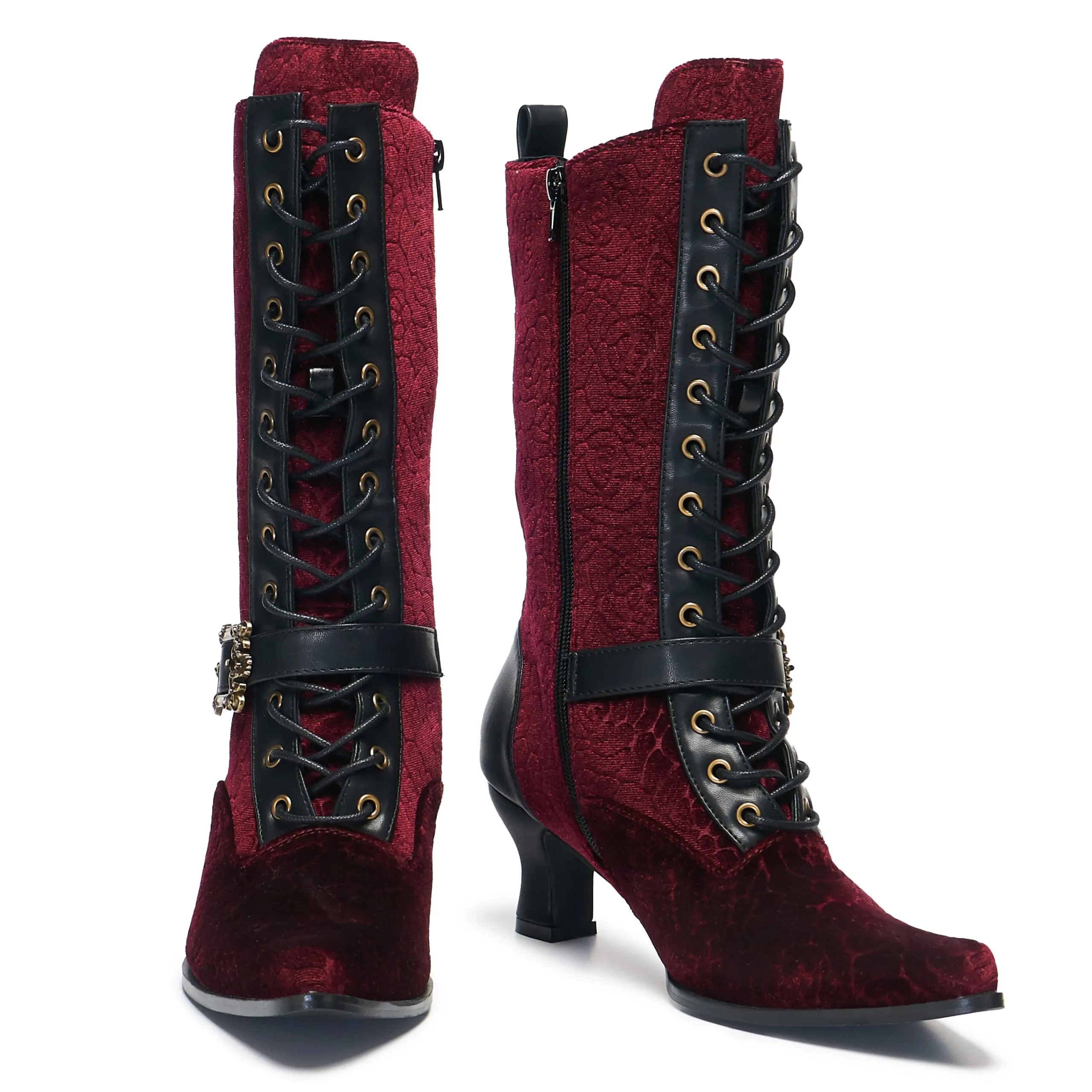 KOI footwear Timeless Truths Ornate Victorian Boots - Burgundy Discount