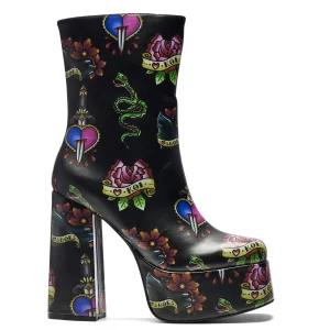 KOI footwear Verdict of a Serpent & Dagger Heeled Boots - Black Sale